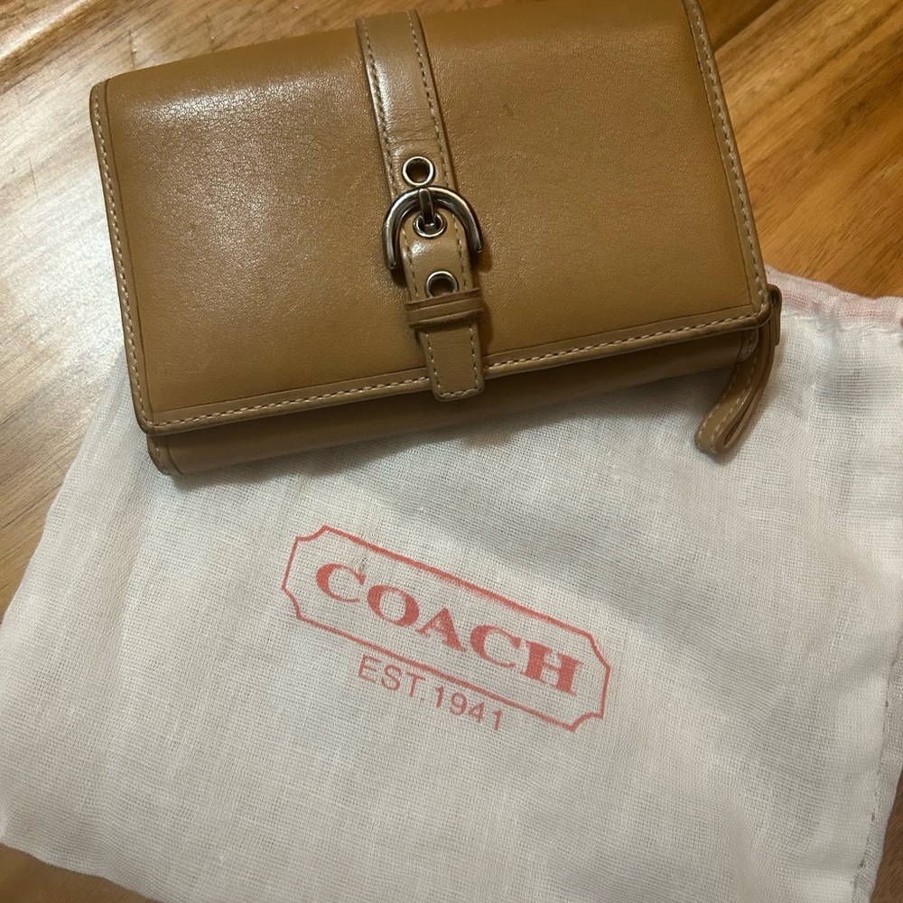 Vintage Coach Tan Buckle Leather Wallet